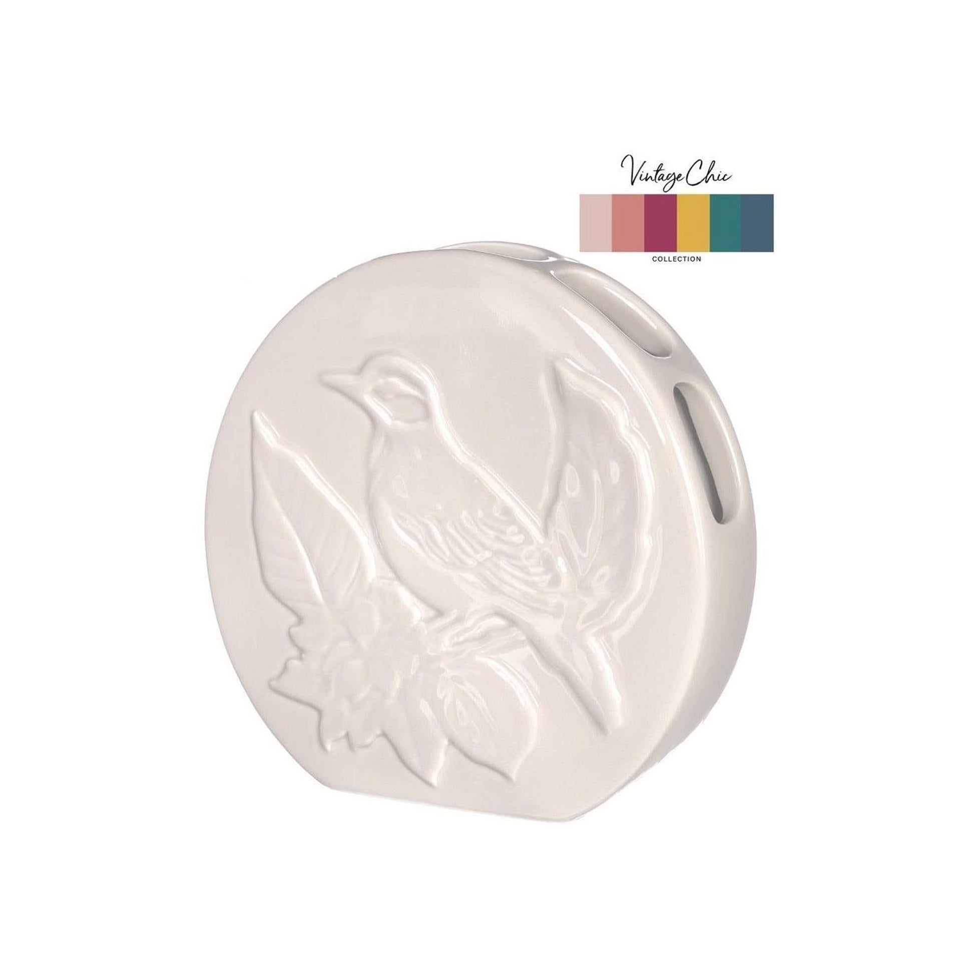 Ideen 4 Jahreszeiten Vase Vogel Creme ø6xh20cm