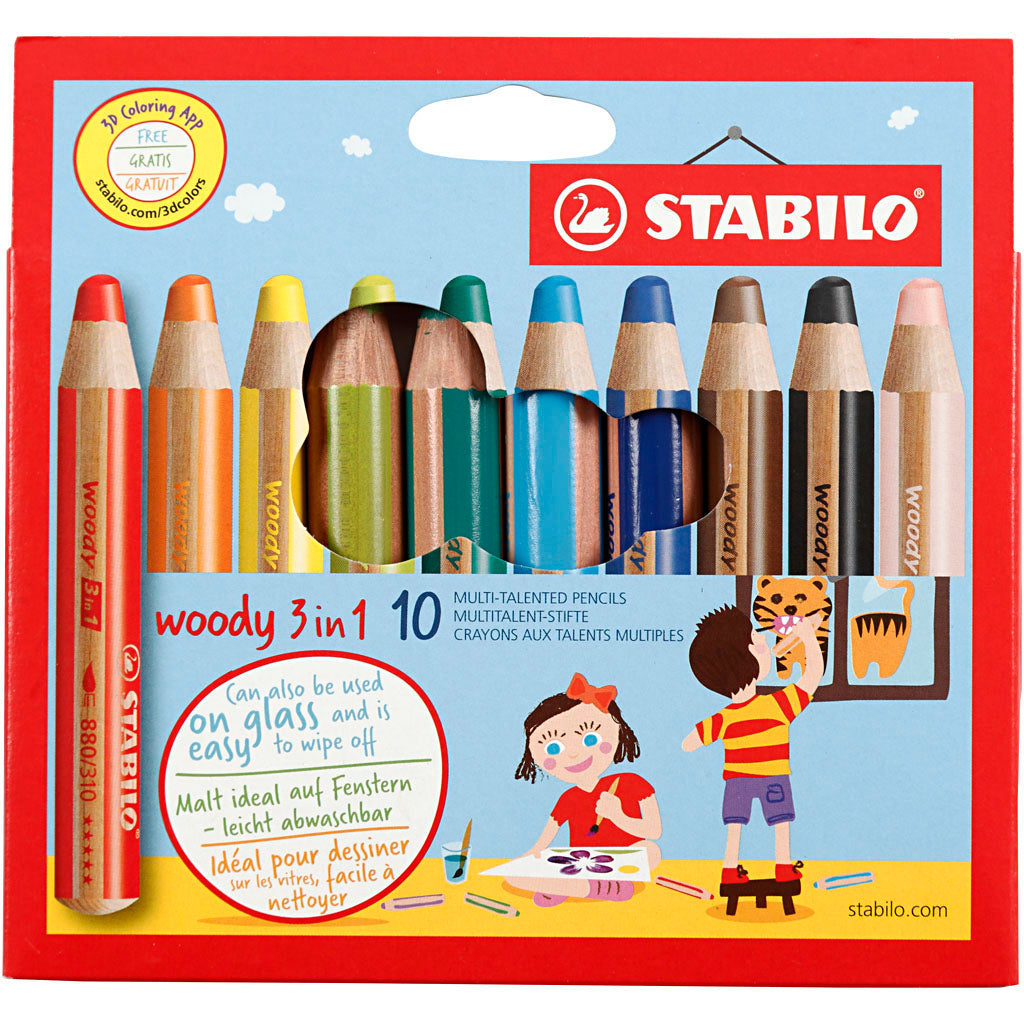 Stabilo Woody 3in1 farbige Stifte - 10 Farben