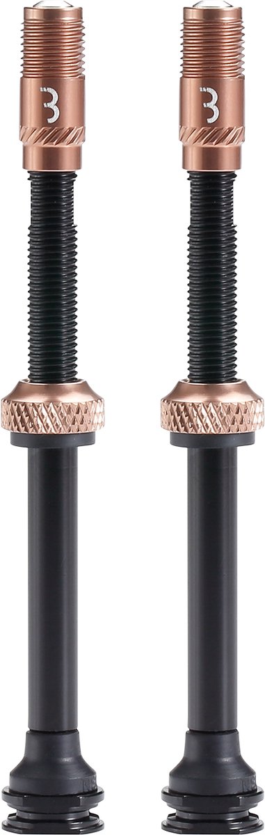 BBB Cycling CoreCap Al-Ventil – Tubeless-Ventilset – 300 % mehr Luftstrom – universelle Pumpenkompatibilität – Aluminium – 80 mm – 2 Stück – Kupfer – BTI-166