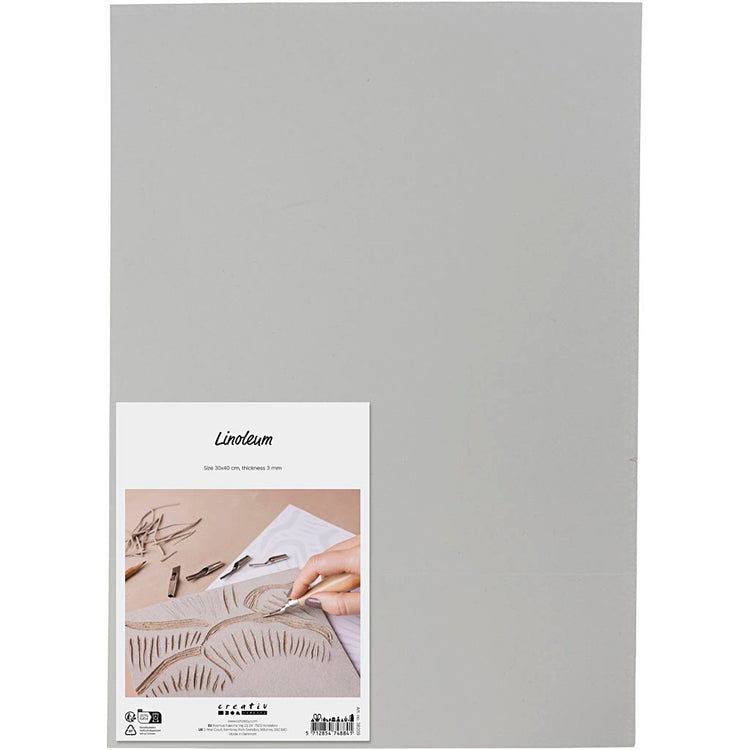 Creativ Company Linoleum, Größe 30x40 cm, Stärke 3 mm, grau, 1 Stück 1 Karton