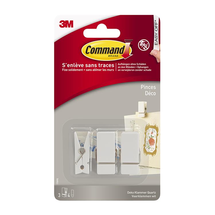 3 m 1060680 – Command-Federclip 17089q QZ 3 Clips + 4 transparente S-Packung 12er-Packung CS | 12 Stück