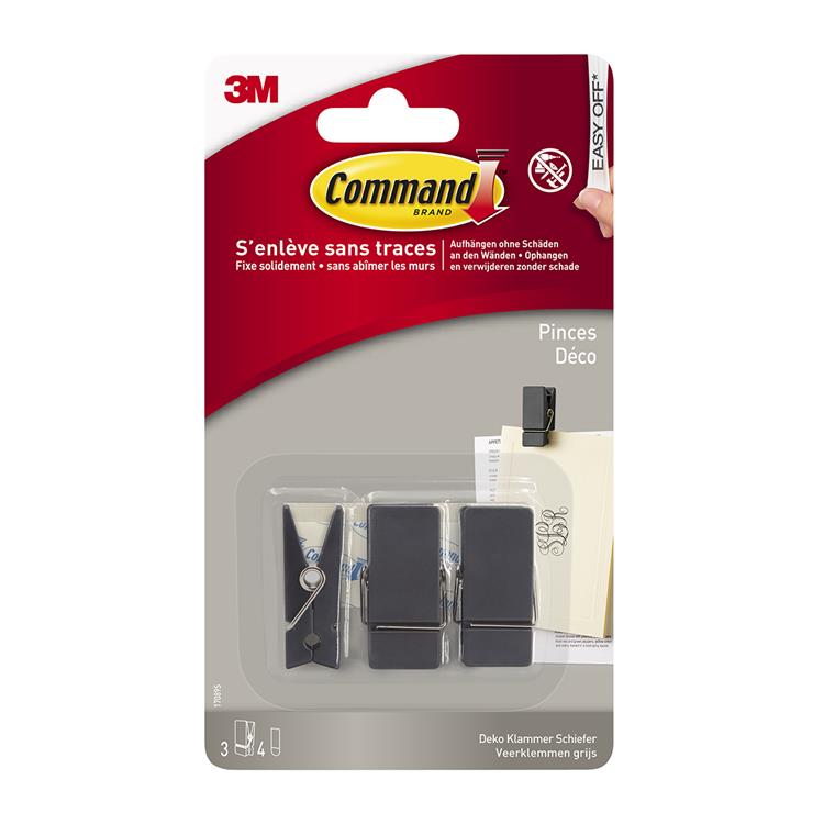 3 m 1062189 – Command Schiefergraue Federklemmen 17089s | 6 Stück