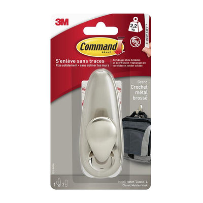 3 m 1060947 – cmnd Forever klassischer Haken, gebürstet. ni, 1hk + 2s pk | 4 Stück