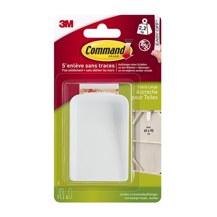 3 m 1062192 – Kommando-Leinwandaufhänger Jumbo17045, weiß, 1 Std. + 4 s Pck. | 6 Stück