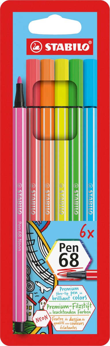 Stabilo Pen 68 - 6 fluoreszierende Farben