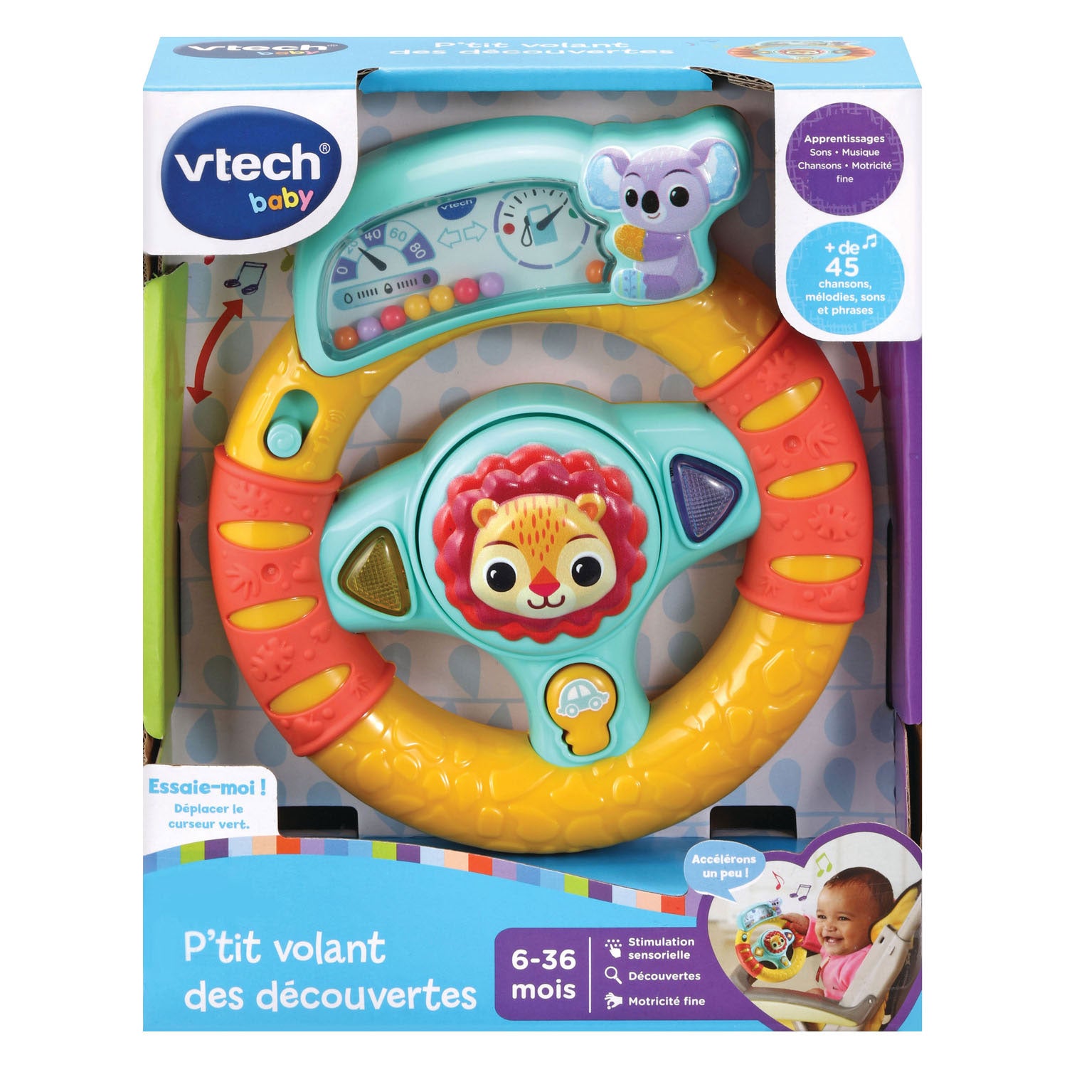 Vtech-Hupe am Lenkrad drehen