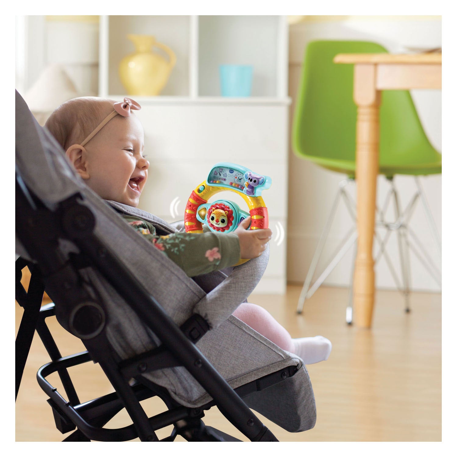Vtech-Hupe am Lenkrad drehen