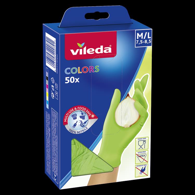 Vileda 1057857 – Handschuhe Farben 50 Stück m l | 4 Stück