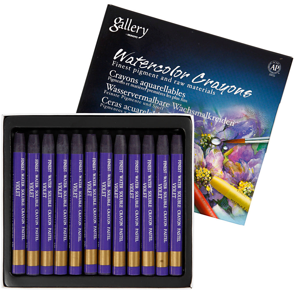 Mungyo Aquarellkreide, L: 9,3 cm, Stärke 8 mm, Violett (320), 12 Stück 1 Box