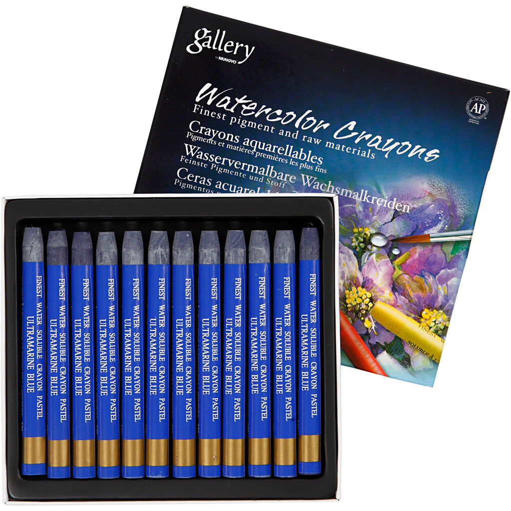 Mungyo Aquarellkreide, L: 9,3 cm, Stärke 8 mm, Ultramarin (339), 12 Stück 1 Box