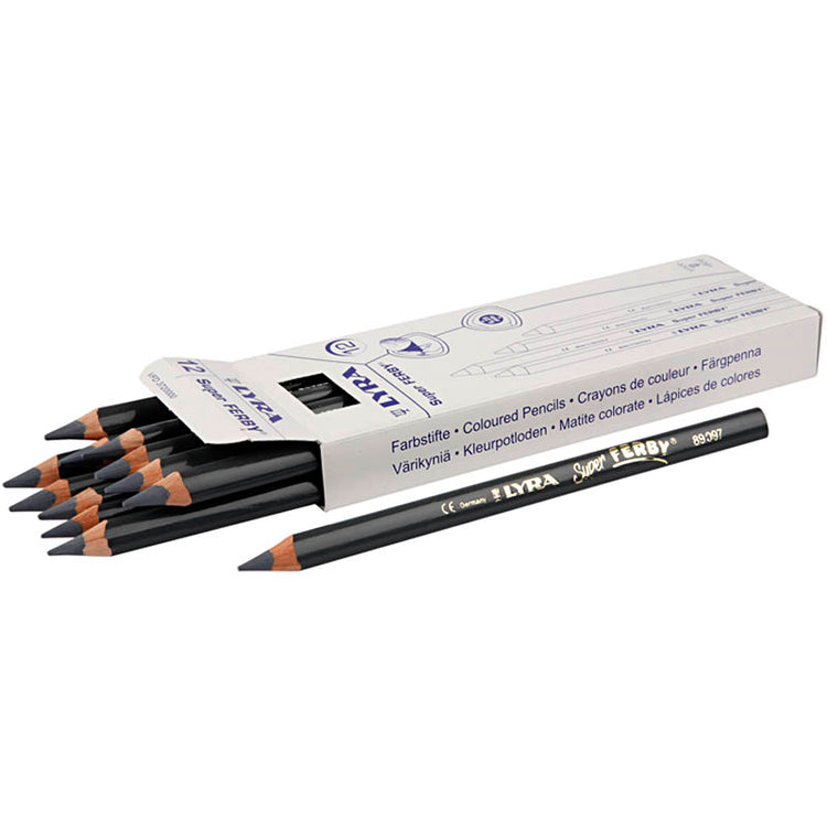 Lyra Super Ferby 1 farbige Stifte, L: 18 cm, Füllung 6,25 mm, grau, 12 Stück 1 Box