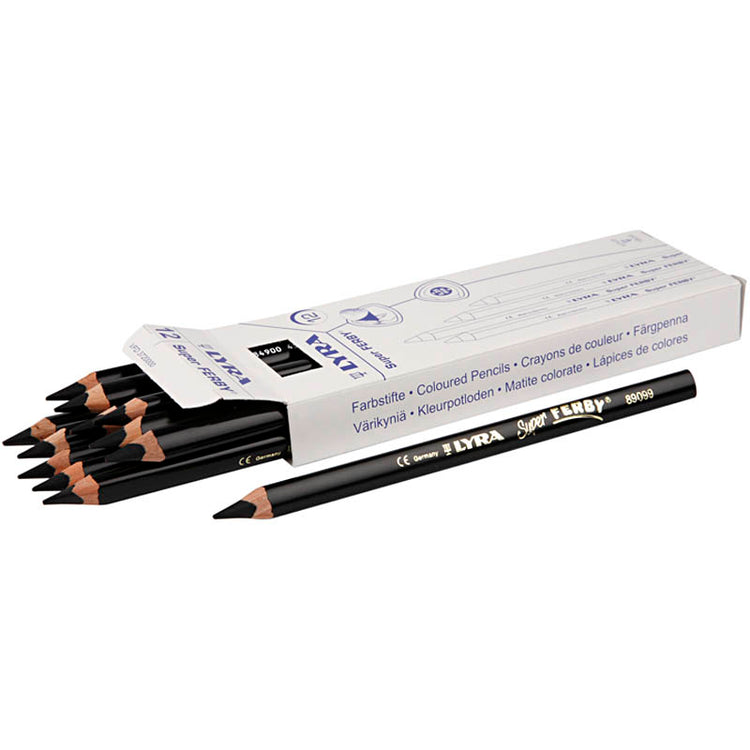 Lyra Super Ferby 1 farbige Stifte, L: 18 cm, Füllung 6,25 mm, schwarz, 12 Stück 1 Box