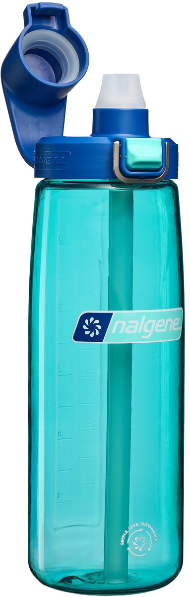Nalgene – Trinkhalmflasche – Trinkflasche – Wasserflasche – Strohhalm – 650 ml, blau, aqua, dunkelblau, Kappe, Sustain, neu!