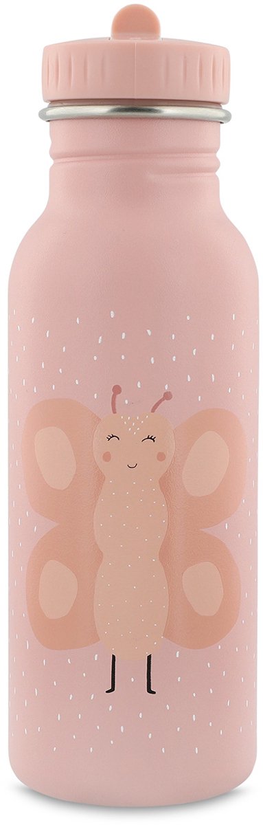 Trixie Trinkflasche – mrs. Schmetterling – Edelstahl-Wasserflasche für Kinder – 500 ml – auslaufsichere Flasche – Rosa – Schmetterling