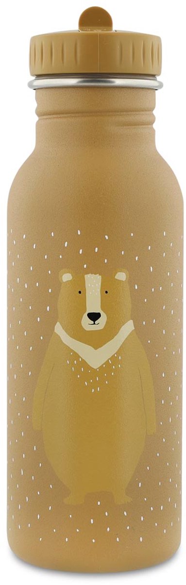 Trixie Trinkflasche - mr. Bär – Edelstahl-Wasserflasche für Kinder – 500 ml – auslaufsichere Flasche – Braun – Bär
