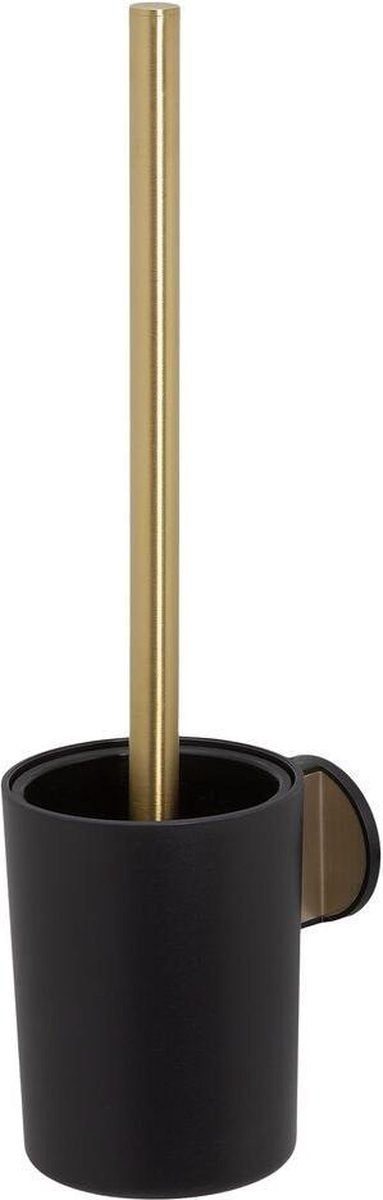 Tiger Tune - Toilettenbürste mit Halter - ohne Bohren - selbstklebendes 3m-Klebeband - Gold gebürstet schwarz