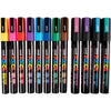 Uni-Posca-Posca-Marker, Größe PC-5m + PC-3m, Strichstärke 0,9-1,3 + 2,5 mm, verschiedene Farben, 12 Teile, 1 Box