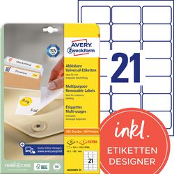 Wiederklebende Etiketten Avery Zweckform L6023-25 weiß