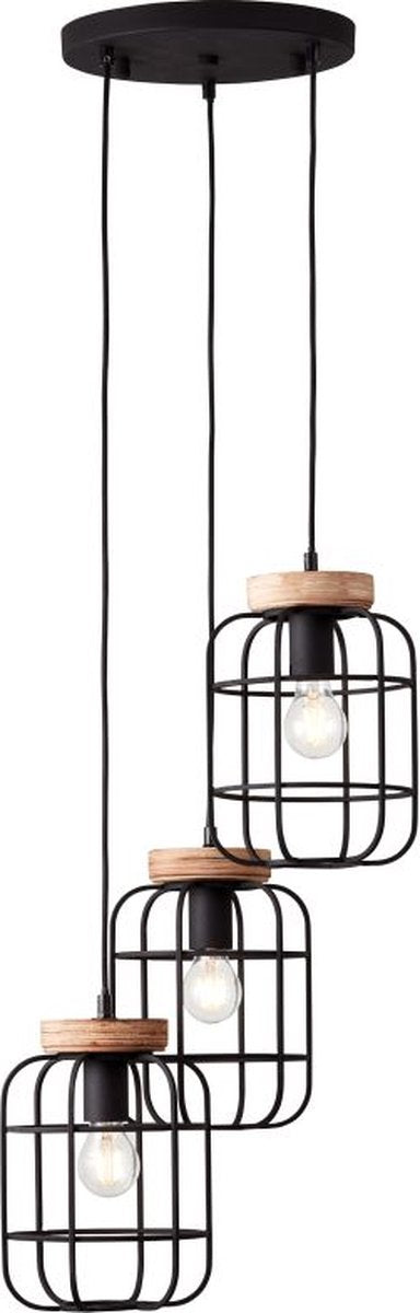Brilliant Gwen – Hängelampe – E27 max. 3 x 40 W – schwarzes Holz