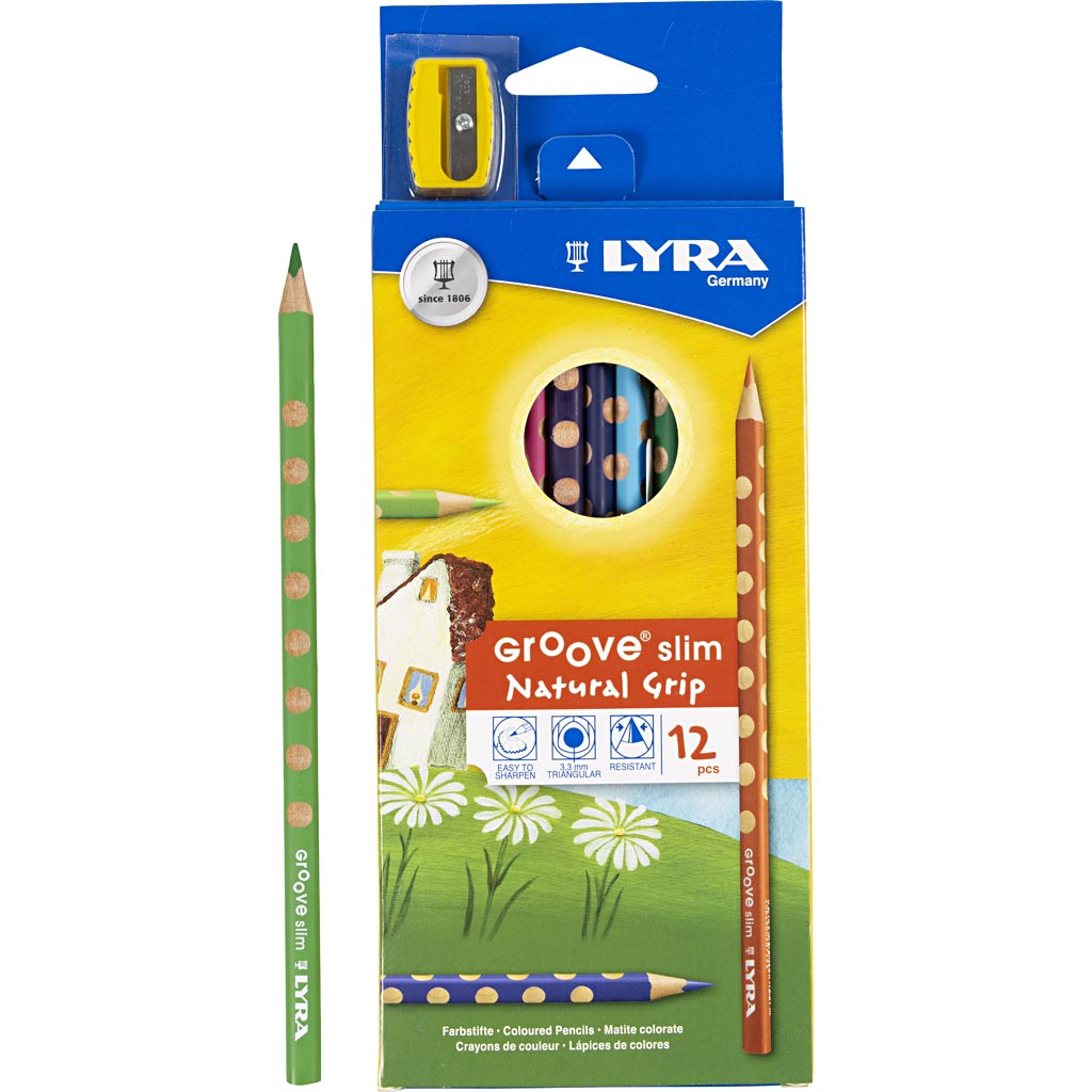 Lyra Groove Dünne Bleistifte, L: 18 cm, 3,3 mm, verschiedene Farben, 12 Stück 1 Box
