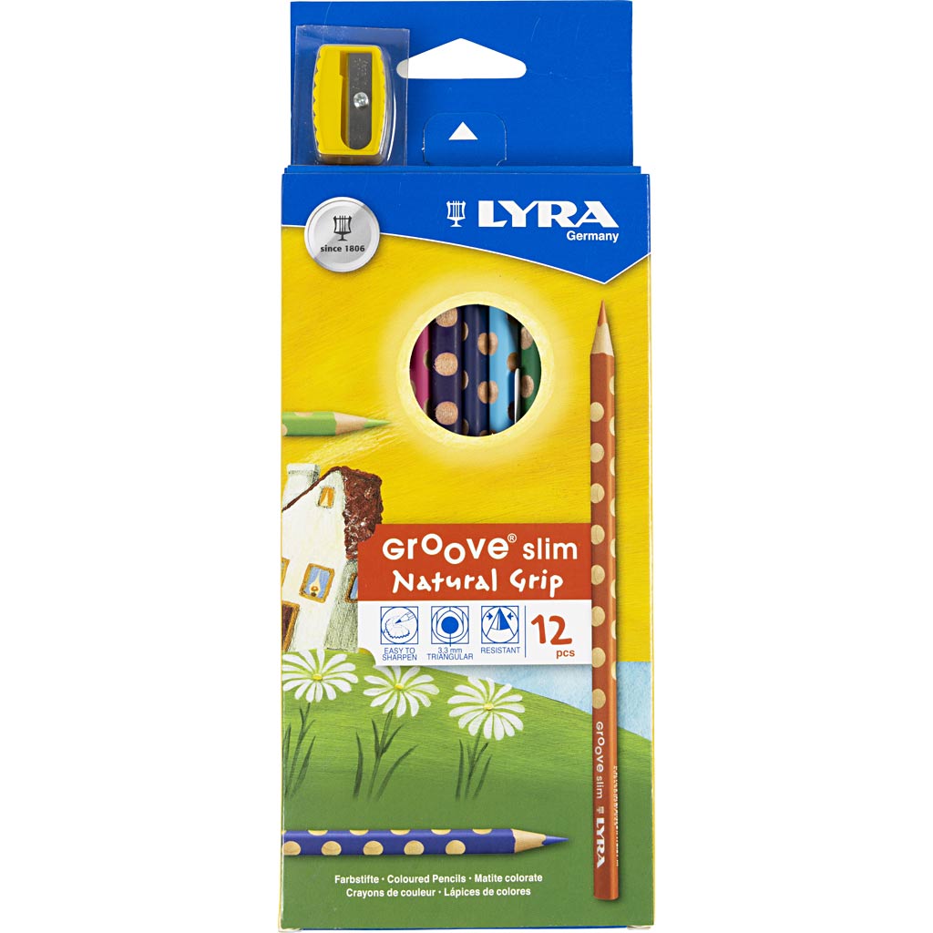 Lyra Groove Dünne Bleistifte, L: 18 cm, 3,3 mm, verschiedene Farben, 12 Stück 1 Box