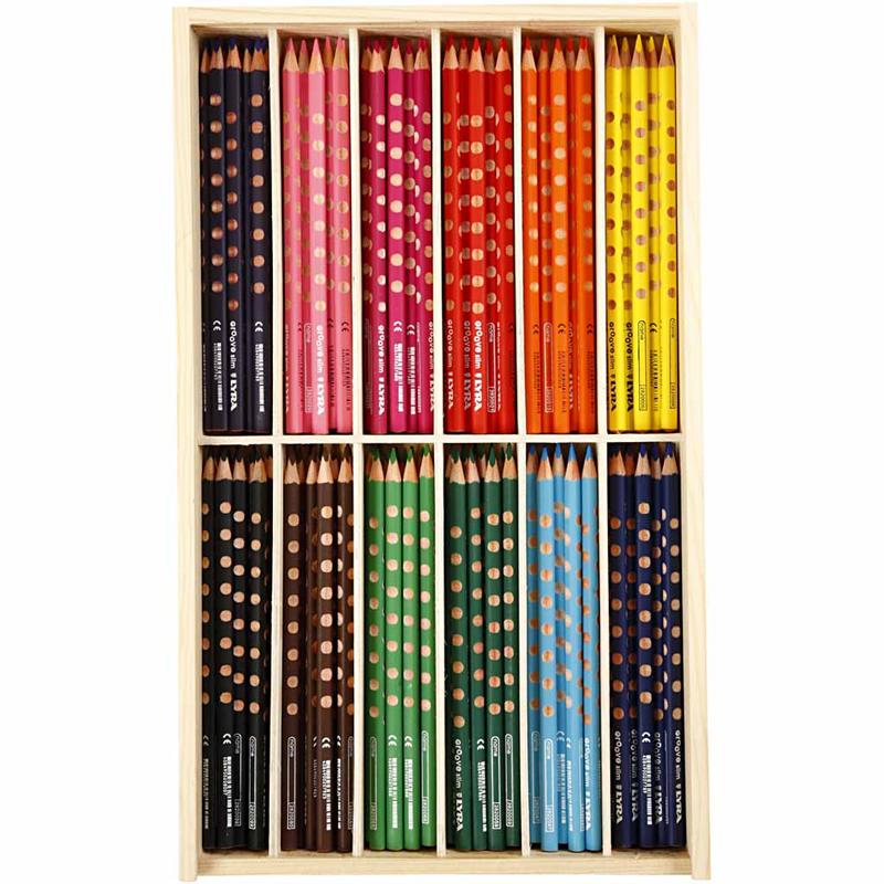 Lyra Groove dünne farbige Bleistifte, L: 18 cm, 3,3 mm, verschiedene Farben, 12x12 Stück 1 Box