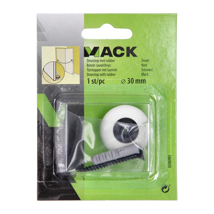 Mack 1069030 - Türstopper mit Gummi schwarz ø 30 mm 1 Stk Stk | 6 Stück