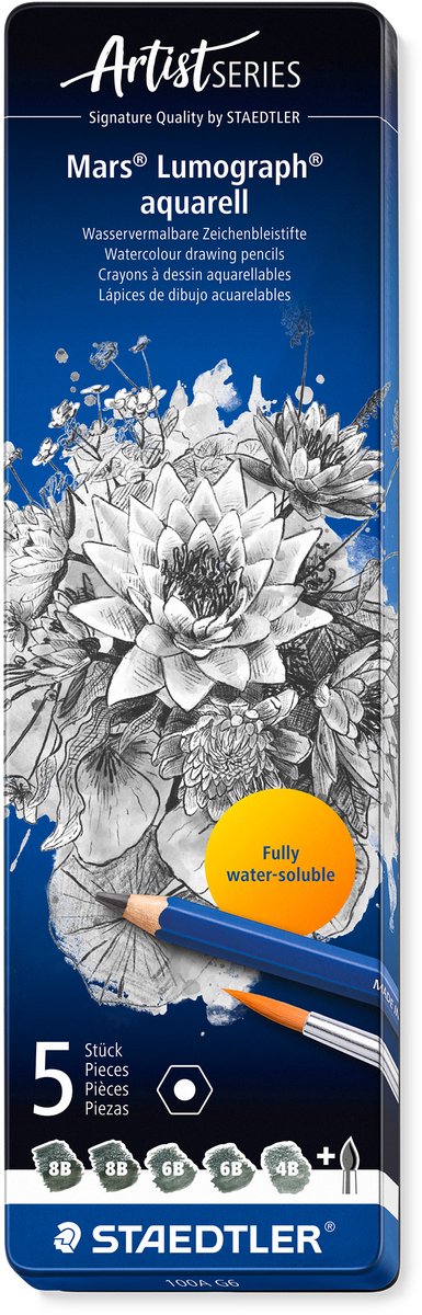 Staedtler - Künstlerserie - Mars Lumograph Aquarellstift - Set mit 6 Stück