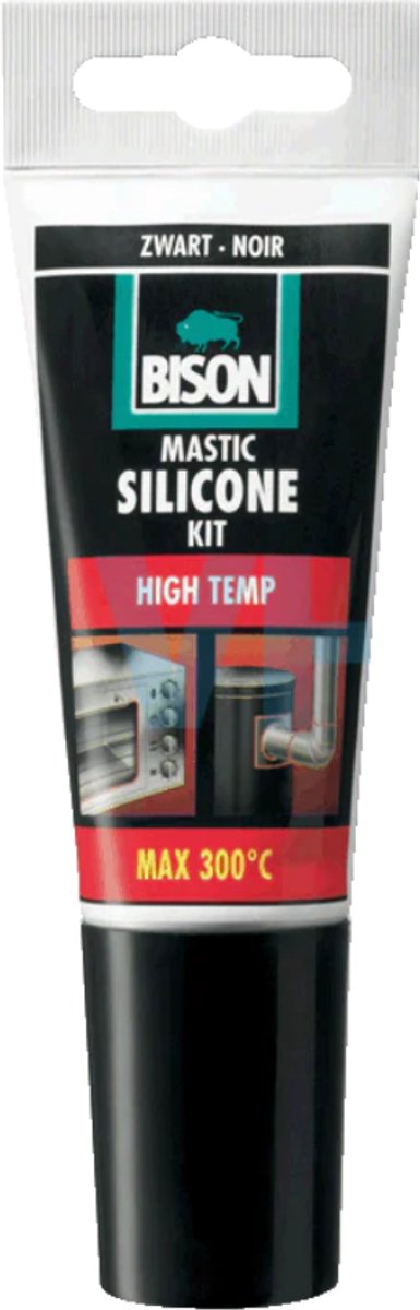 Bison Silikondichtstoff Hochtemperatur Tube 60 ml, hitzebeständig bis 300°C, einfach zu verarbeiten, schwarz, farbecht, dauerelastisch, leicht zu verarbeiten, hitzebeständig