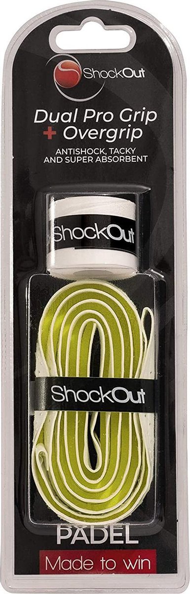 Shock Out Shockout Dual Pro Grip + Overgrip Padel | weiß gelb