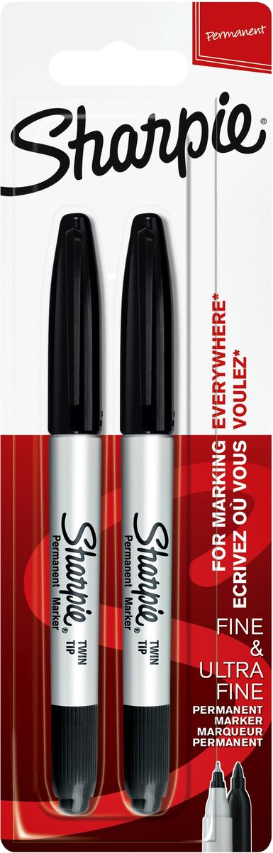 Sharpie-Marker mit Doppelspitze | feine und ultrafeine Spitzen | schwarz | 2 Stk