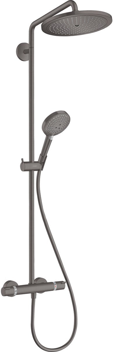 Hansgrohe Croma S - Showerpipe - Ecosmart Wassersparen 8 l m - Raindance Select - 280mm - 1 Strahlfunktion - Mattschwarz - mit Thermostat und Handbrause