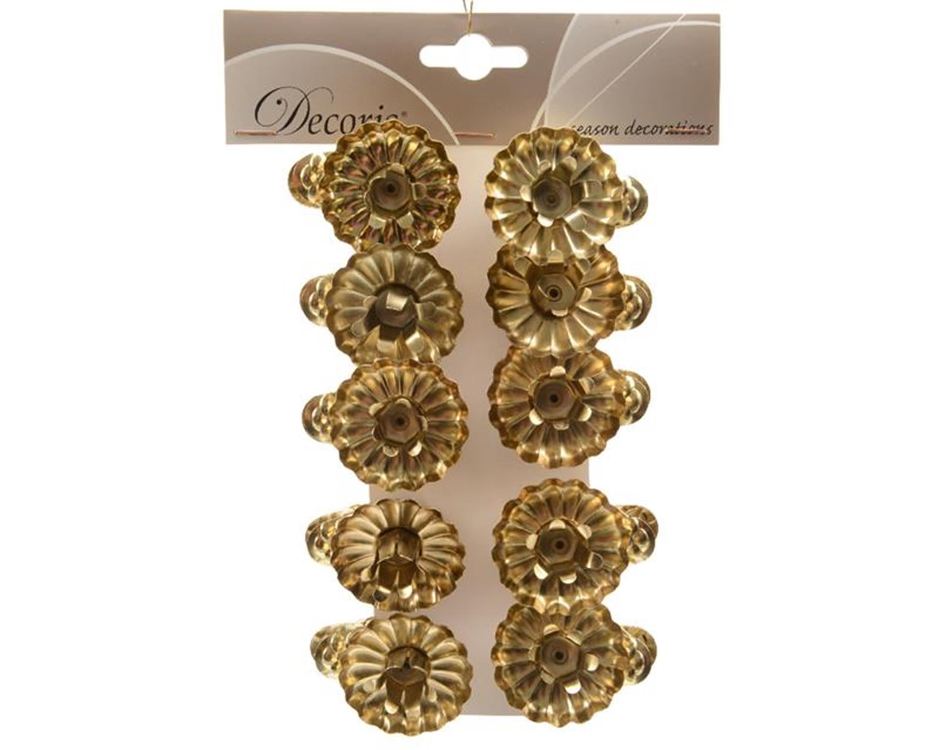 Decoris Weihnachtsbaumkerzenhalter Gold 10 Stück