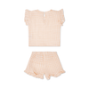 Sonnenuntergangsnetz | Orange weiße Mädchen Set Beach-Muslin