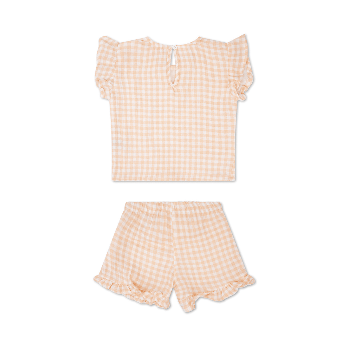 Sonnenuntergangsnetz | Orange weiße Mädchen Set Beach-Muslin