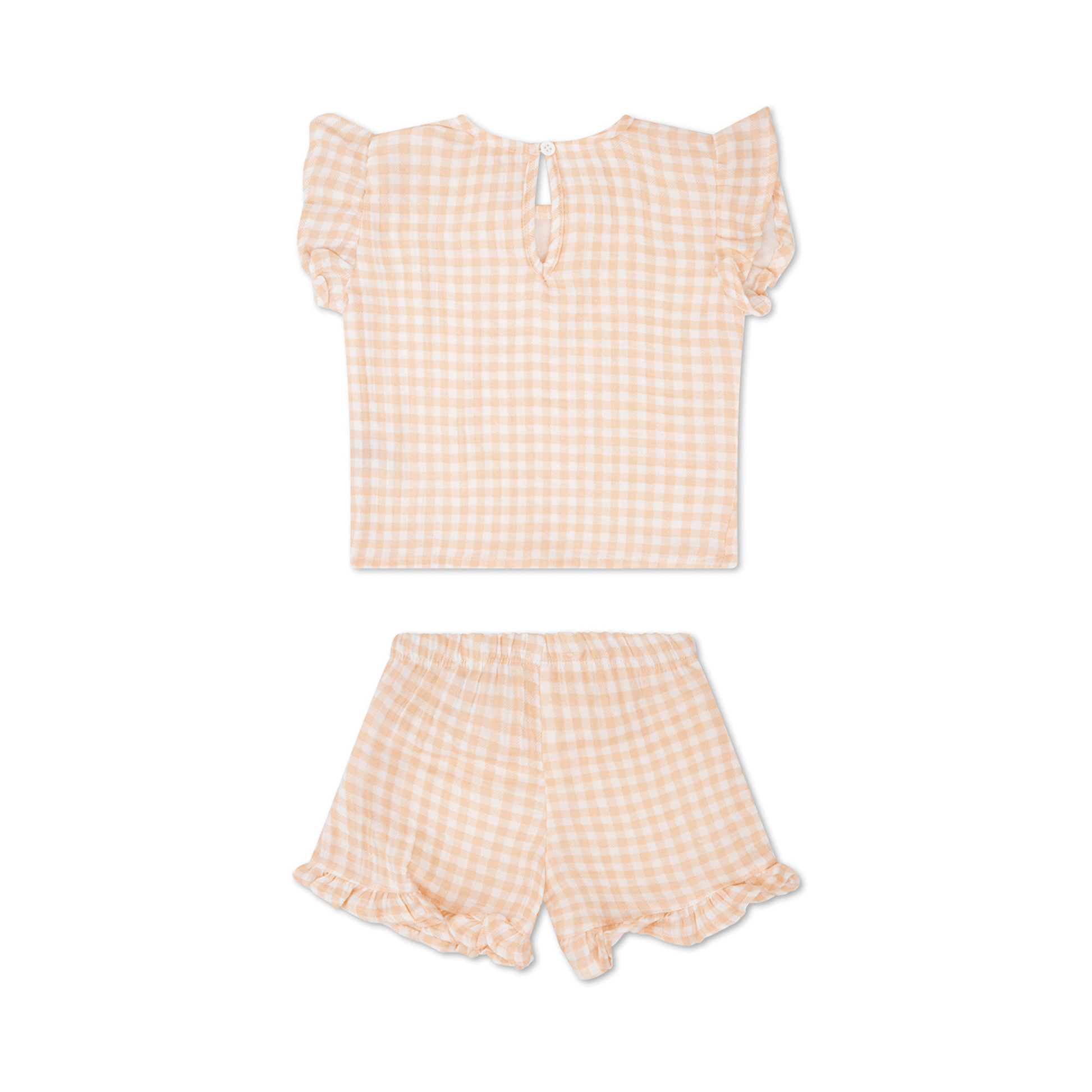 Sonnenuntergangsnetz | Orange weiße Mädchen Set Beach-Muslin