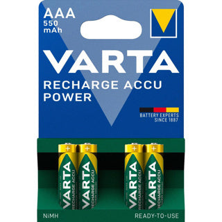 Varta -Batterien AAA 4 Teile wiederaufladbar
