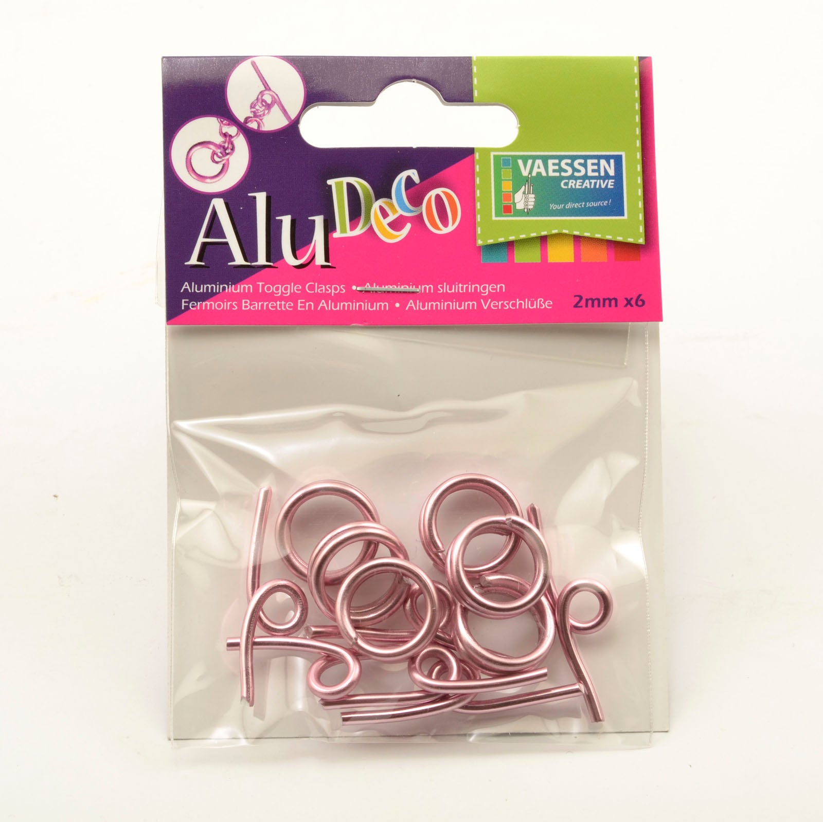 Vaessen creative • Alu-Deko-Knebelverschluss 6 Stück rosa