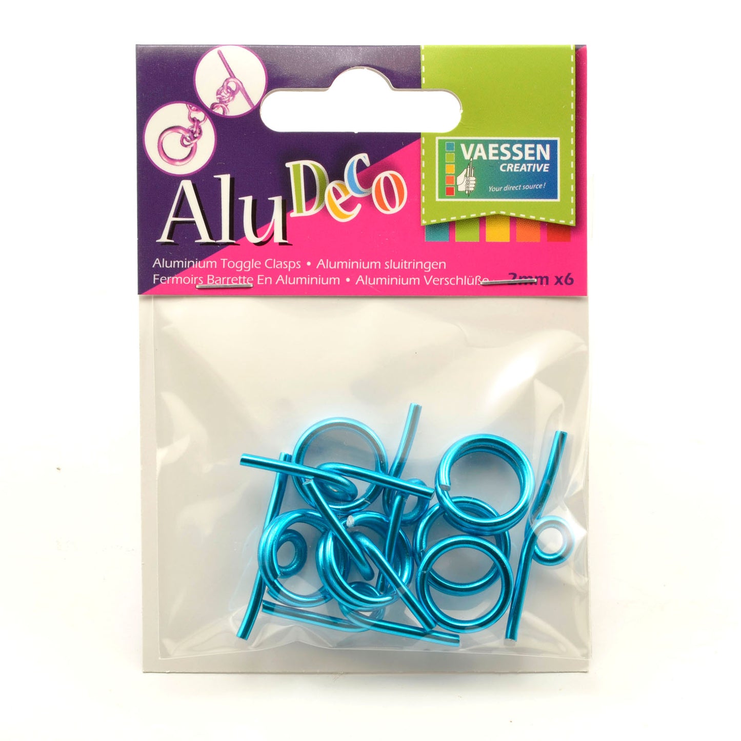Vaessen creative • Alu-Deko-Knebelverschluss, 6 Stück, Türkis