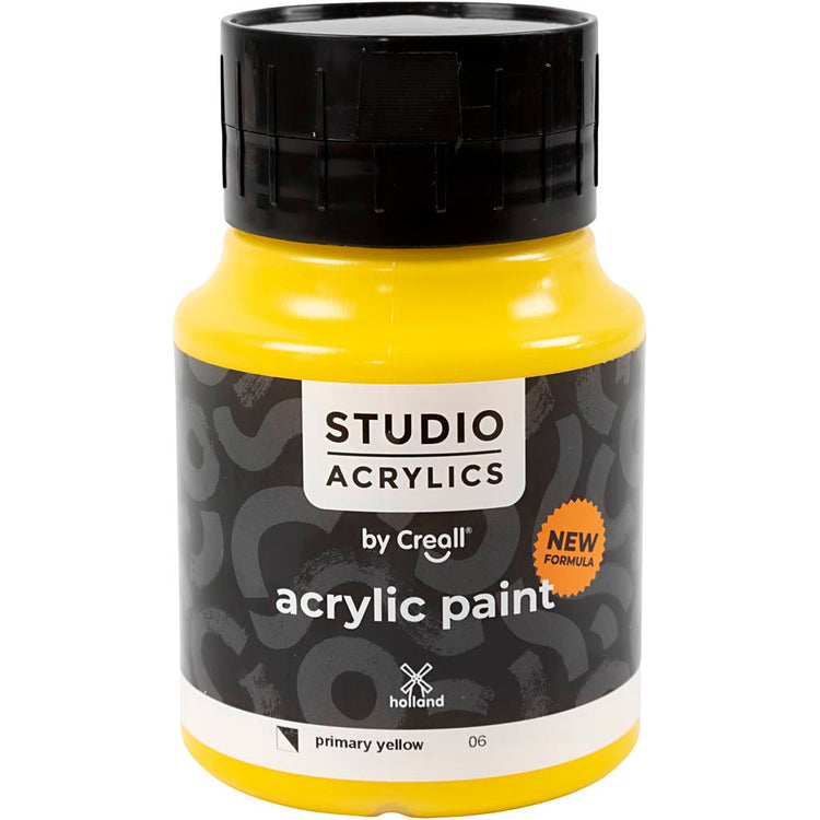 Creall Studio-Acrylfarbe, halbdeckend, Primärgelb (06), 500 ml 1 Flasche