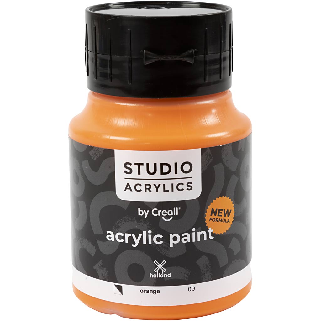 Creall Studio Acrylfarbe, halbdeckend, Orange (09), 500 ml 1 Flasche