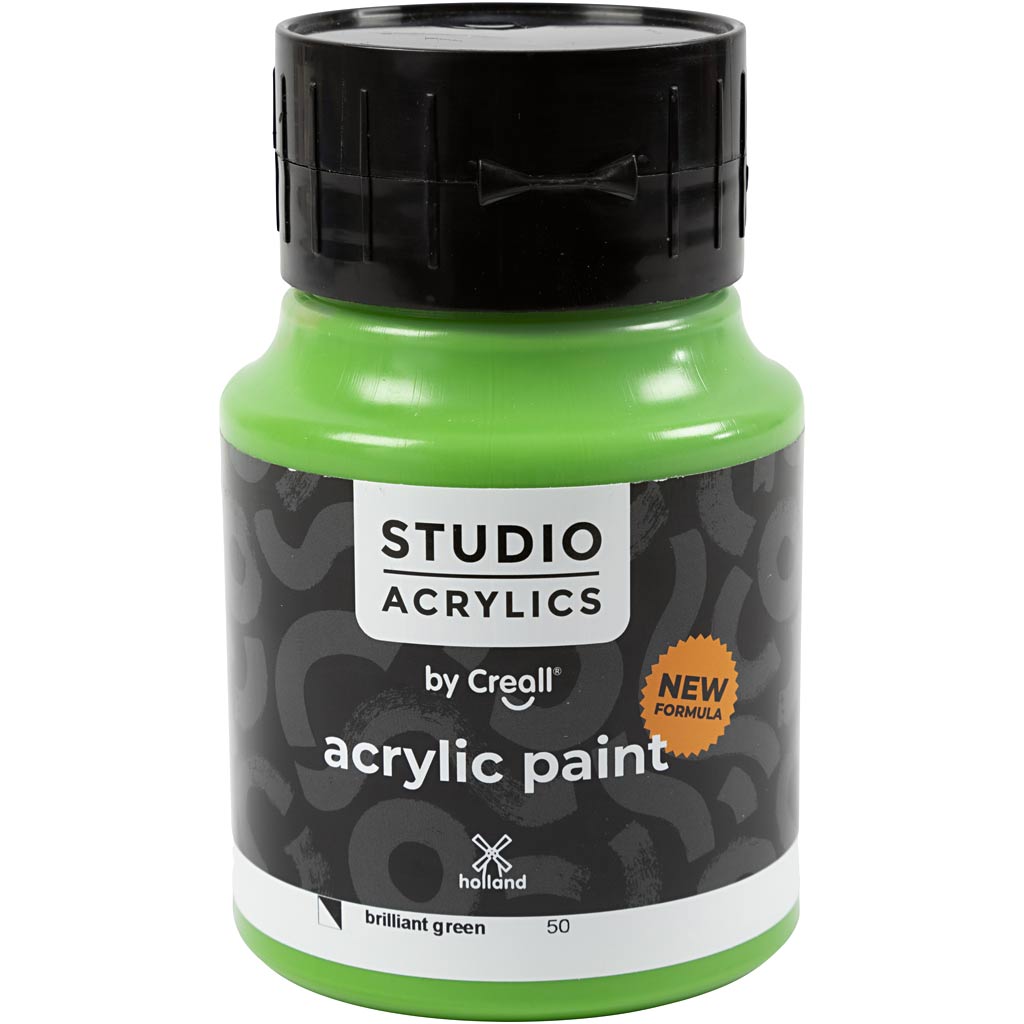 Creall Studio Acrylfarbe, halbdeckend, Brillantgrün (50), 500 ml 1 Flasche