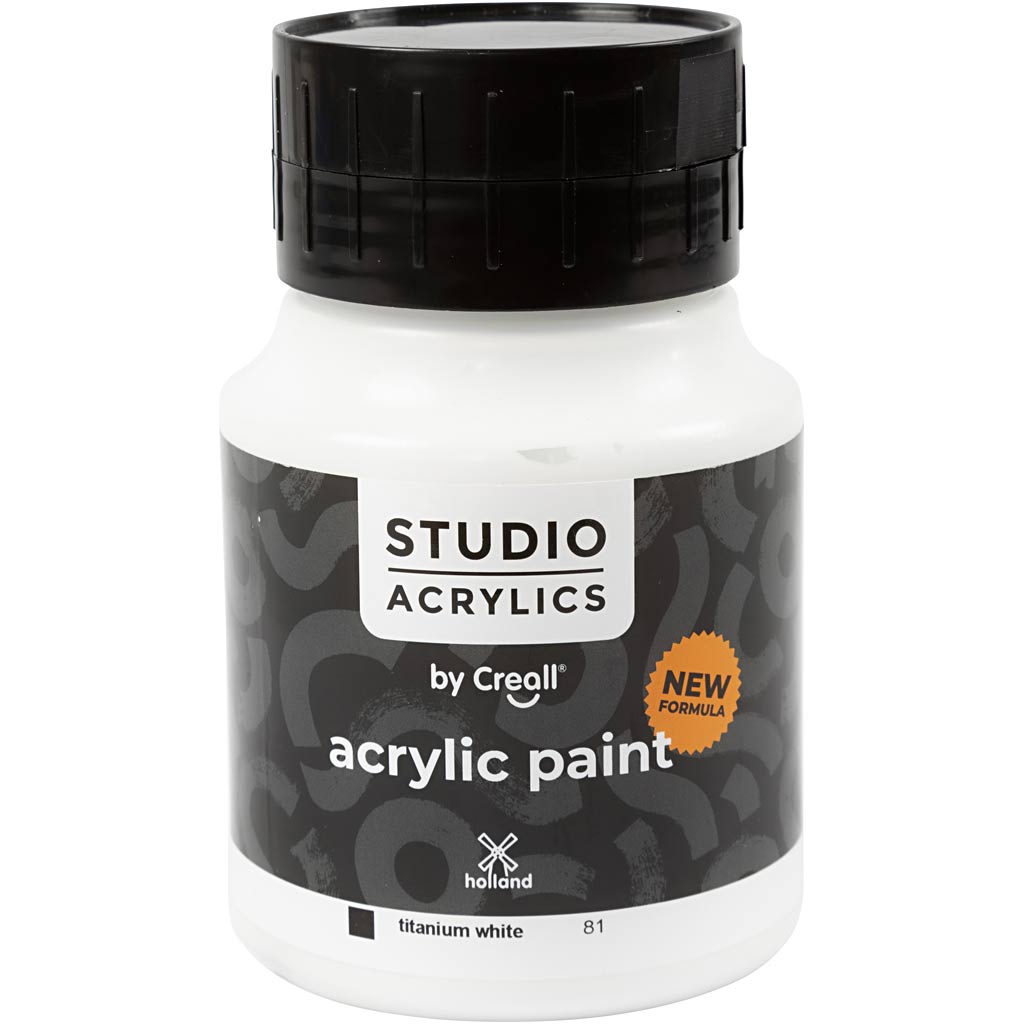 Creall Studio Acrylfarbe, deckend, weiß (81), 500 ml 1 Flasche
