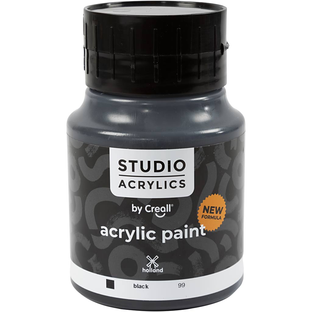 Creall Studio Acrylfarbe, deckend, Schwarz (99), 500 ml 1 Flasche