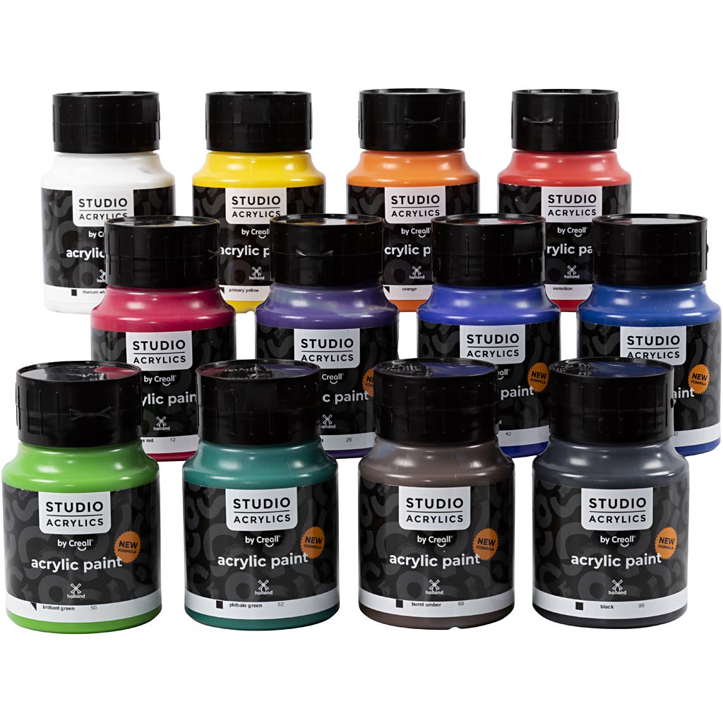Creall Studio Acrylfarbe, verschiedene Farben, 12x500 ml 1 Box