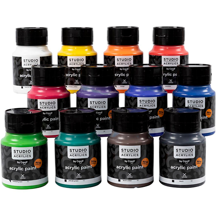 Creall Studio Acrylfarbe, verschiedene Farben, 12x500 ml 1 Box
