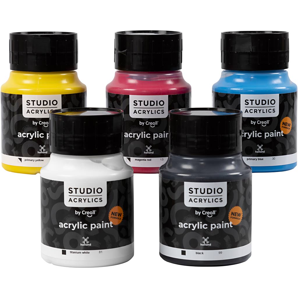 Creall Studio Acrylfarbe, verschiedene Farben, 5x500 ml 1 Box