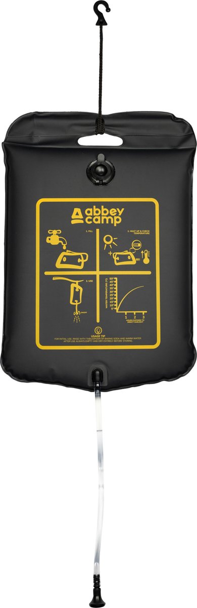 Abbey Camp – Solar-Campingdusche – 20 Liter – inkl. Thermometer – Schwarz