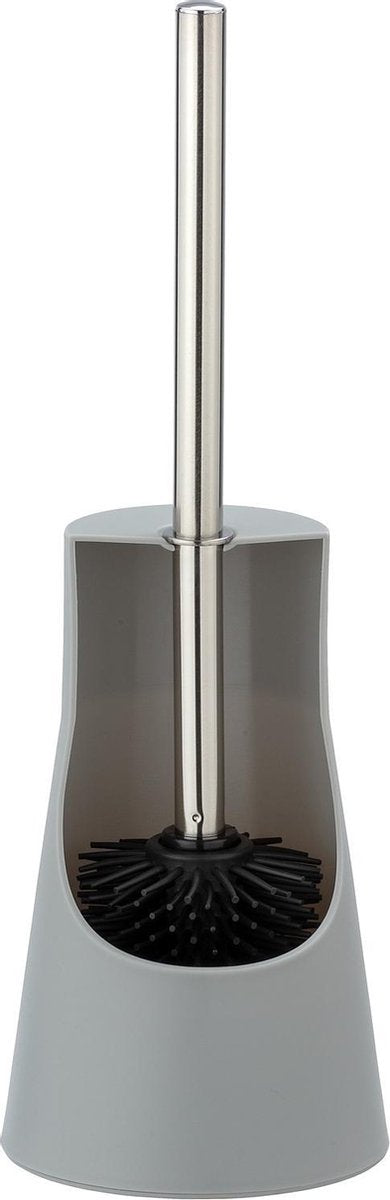 WENKO WC-Bürstenhalter Arese aus mattgrauem Kunststoff mit Silikon-Bürstenkopf – hygienisch und schnell trocknend – WC-Bürste mit Halter – WC-Bürste mit Halter freistehend