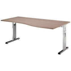 Bach Schreibtisch ergonomisch Walnuss höhenverstellbar C-Bein 1800x1000x680-760mm Hammerschlag